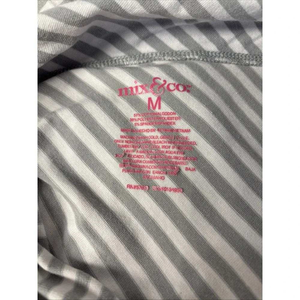 Mix And Co A Line Skirt Women Sz M Gray/White Stripe Pull On Knee Length Casual